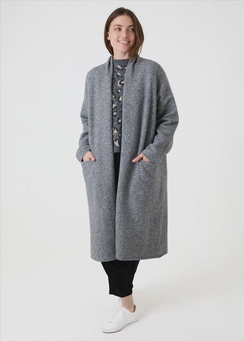 Roll Neck Coatigan - Mid Grey
