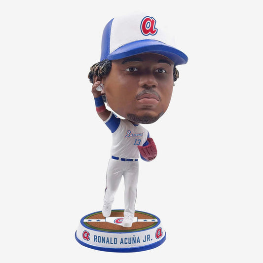 Ronald Acuna Jr. Atlanta Braves Retro Jersey Field Stripe Bighead MLB Bobblehead