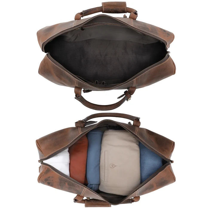 Sasha Carry On Leather Duffle Bag (Walnut Brown)