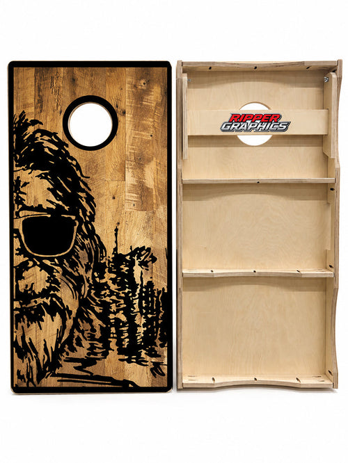 Sasquatch Big Foot American Flag Cornhole Design