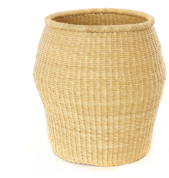 Set of 2 Tall Handwoven Barrel Storage Baskets, Elephant Grass, Fair Trade & Eco-Friendly
