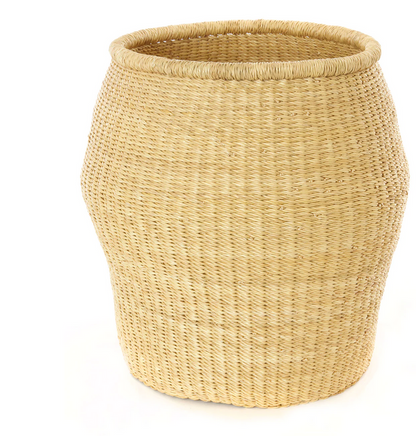 Set of 2 Tall Handwoven Barrel Storage Baskets, Elephant Grass, Fair Trade & Eco-Friendly