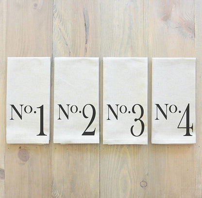 Set of 4 No. 1-4 Linen Napkins