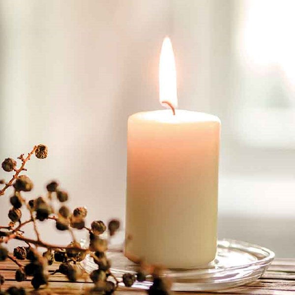 Set of 4 Scented Cream Pillar Candle - 8cm