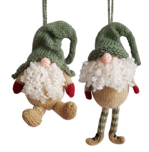 Set of 6 Hand knit Gnome Ornaments, Fair Trade, Peru