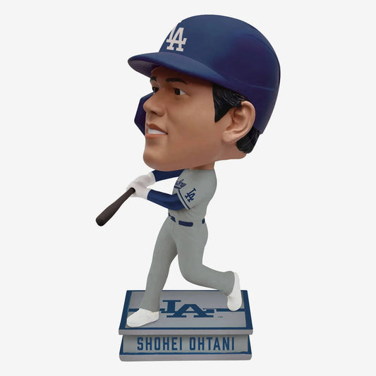 Shohei Ohtani Los Angeles Dodgers Away Jersey Square Base Bighead MLB Bobblehead
