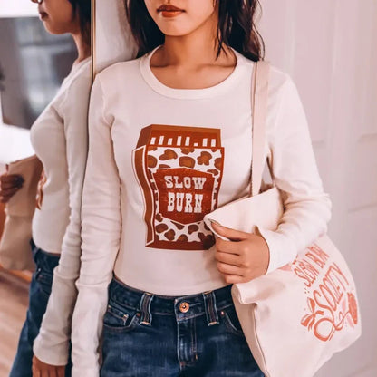Slow Burn Matchbook Long Sleeve Baby Tee Shirt
