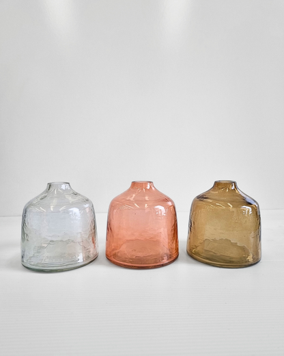 Small Handblown Hammered Bud Vase, Fair Trade, India