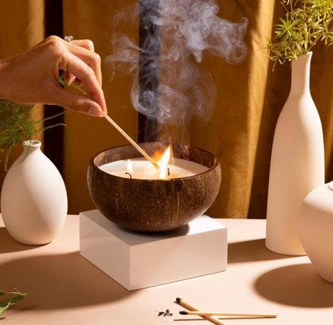 Soy Candle hand poured in Coconut Shell- Fair Trade and Sustainable