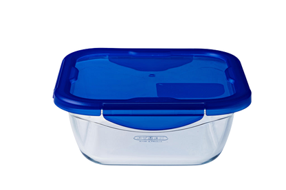 Square glass dish with waterproof lid - Cook & Go