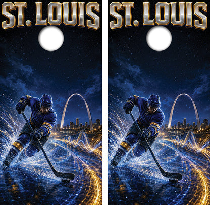 St Louis Blues Inspired Cornhole Design