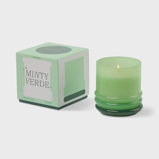 Stack Bright Green & Dark Green Glass Candle - Minty Verde