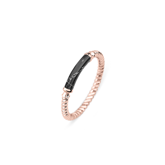 Ring Starboard Roségold Black Marble
