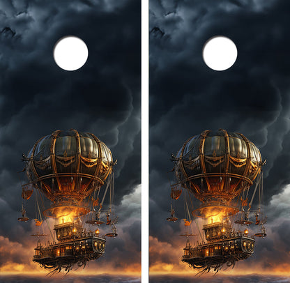 Steam Punk Hot Air Balloon Cornhole Design