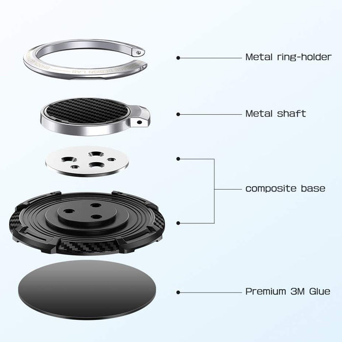 SUPCASE Ring Snap Adhesive Ring Holder and Kickstand-Black