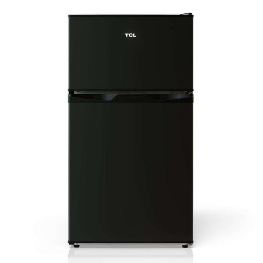 TCL 18 in. 3.1 Cu. Ft. Compact Top Freezer Mini Fridge in Black (TRM31D4AB) main image.