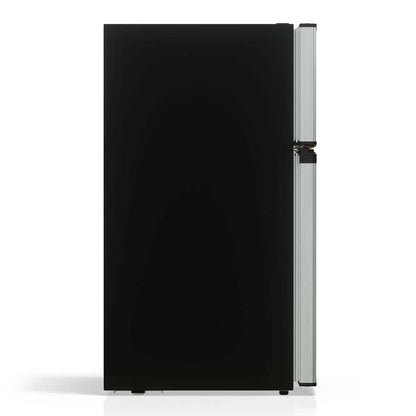 TCL 18 in. 3.1 Cu. Ft. Compact Top Freezer Mini Fridge in Silver (TRM31D4AV) side.