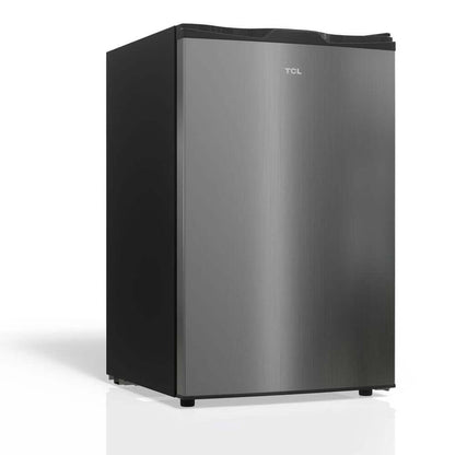 TCL 21 in. 4.5 Cu. Ft. Compact Single Door Mini Fridge in Silver (TRM45S4AV) side.