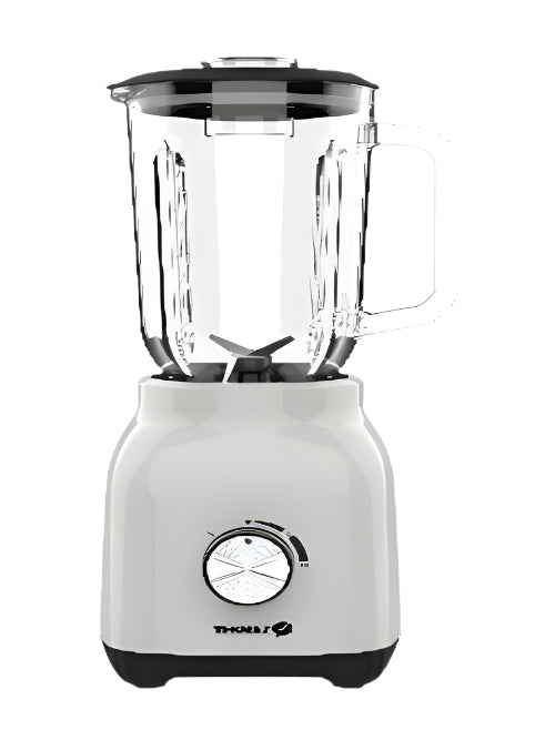 White blender with clear container on a white background