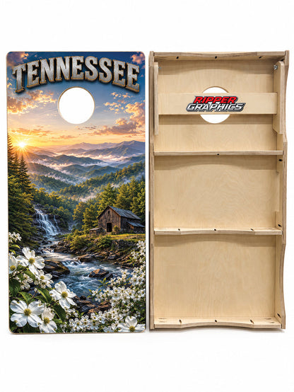 Tennessee Mountain Weekend Getaway Cornhole Design