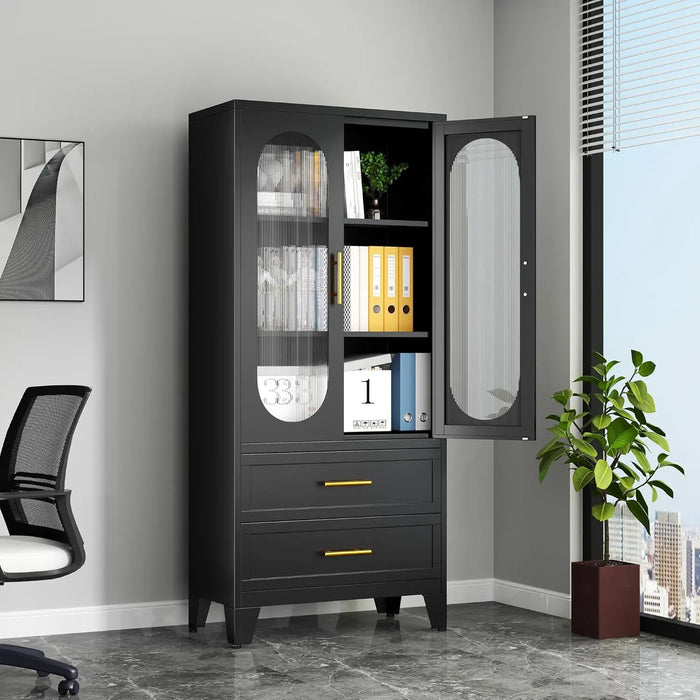Tess Black Cabinet With Glass Canva Home