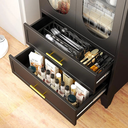 Tess Black Cabinet With Glass Canva Home