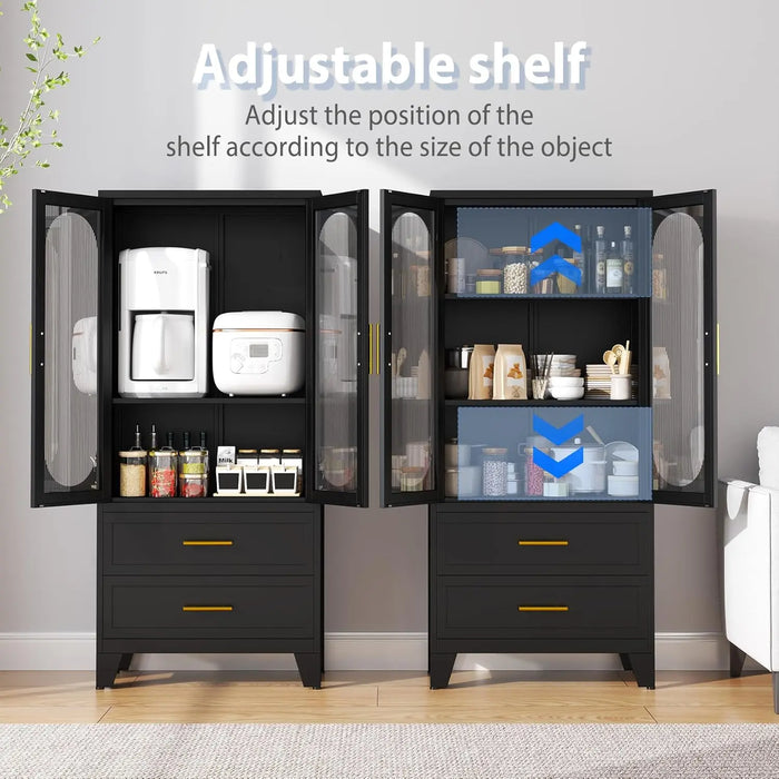 Tess Black Cabinet With Glass Canva Home