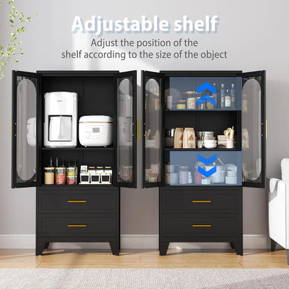 Tess Black Cabinet With Glass Canva Home