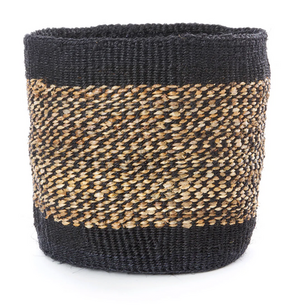 Three Handwoven Black & Beige Sisal Nesting Baskets, Kenya, Fair Trade