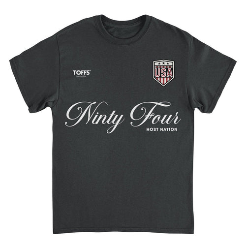 Toffs Retro Soccer Futbol Ninty Four Host Nation Black T-Shirt