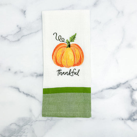 Towel Thankful Pumpkin Embroidery