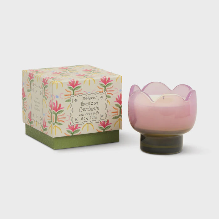 Tulip 5.5oz Purple & Green Glass Candle - Bronzed Gardenia