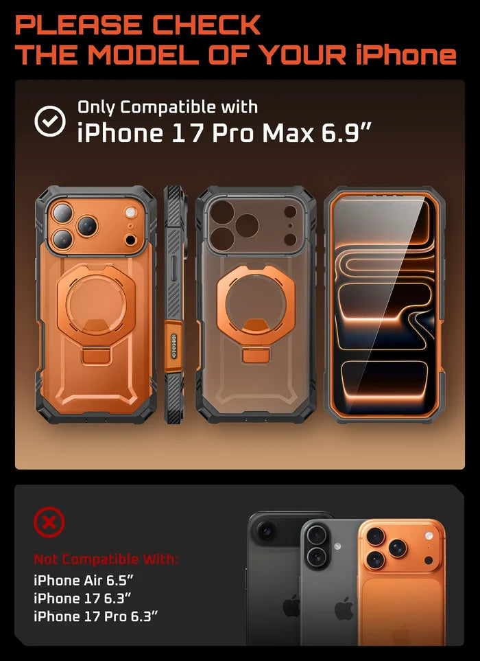 UB GRIP PRO Series iPhone 17 Pro Max MagSafe Phone Case with HD Tempered Glass - Coral