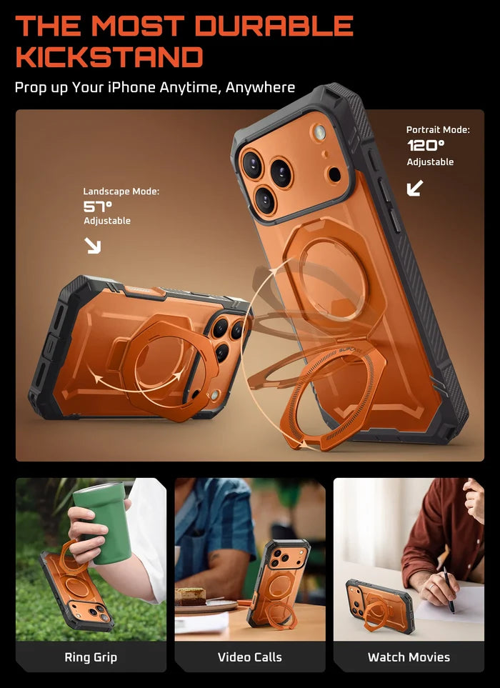 UB GRIP PRO Series iPhone 17 Pro Max MagSafe Phone Case with HD Tempered Glass - Coral