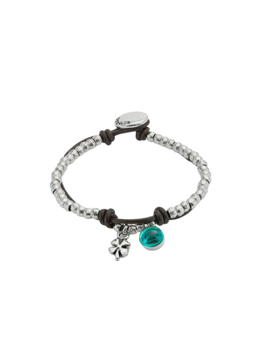 UNOde50 Four Leaf Clover & Murano Glass Beaded Bracelet