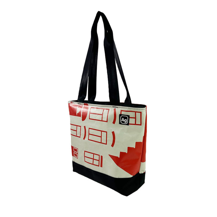 Upcycled Billboard Zipper Top Tote Bag - Medium, Sustainable, Saves Landfill Space