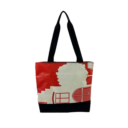 Upcycled Billboard Zipper Top Tote Bag - Medium, Sustainable, Saves Landfill Space