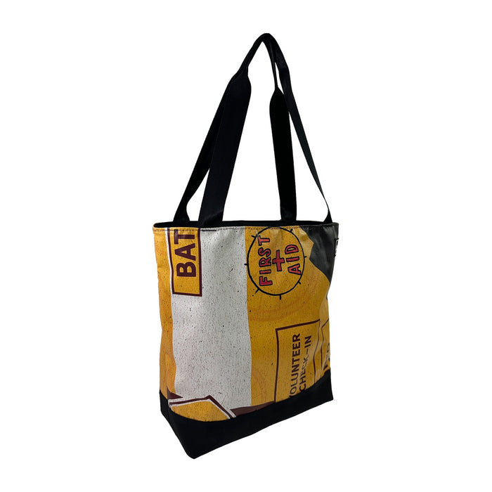 Upcycled Billboard Zipper Top Tote Bag - Medium, Sustainable, Saves Landfill Space