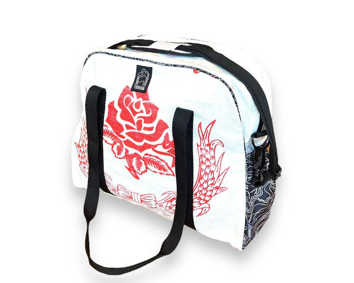 Upcycled Bowler / Diaper Bag, Made from Seed Bags, Saves Landfill Space