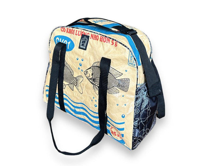 Upcycled Bowler / Diaper Bag, Made from Seed Bags, Saves Landfill Space