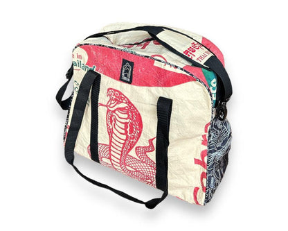 Upcycled Bowler / Diaper Bag, Made from Seed Bags, Saves Landfill Space