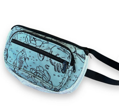 Upcycled Fanny Pack / Hip Bag  / Moon Bag / Belly Bag, made from Feed & Cement Bags - Sustainable