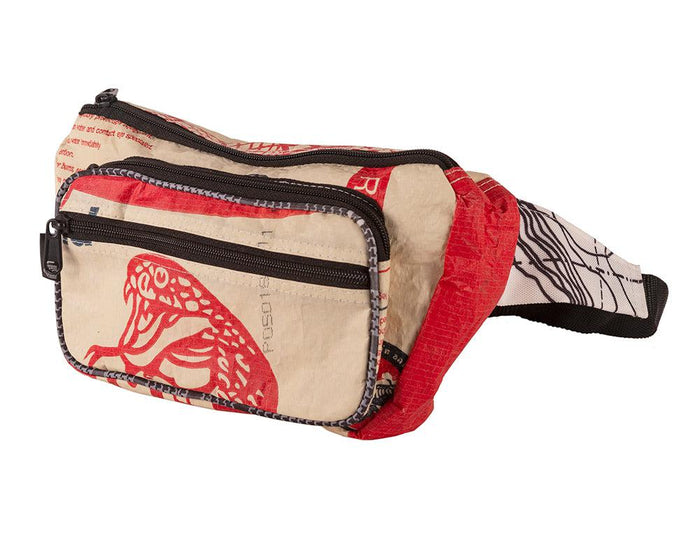 Upcycled Fanny Pack / Hip Bag  / Moon Bag / Belly Bag, made from Feed & Cement Bags - Sustainable