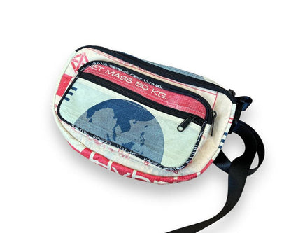 Upcycled Fanny Pack / Hip Bag  / Moon Bag / Belly Bag, made from Feed & Cement Bags - Sustainable