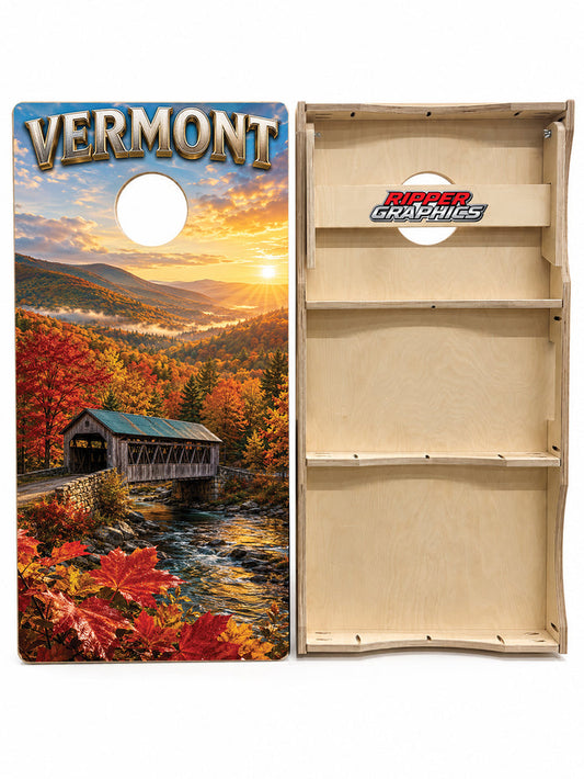 Vermont Fall Weekend Getaway Cornhole Design