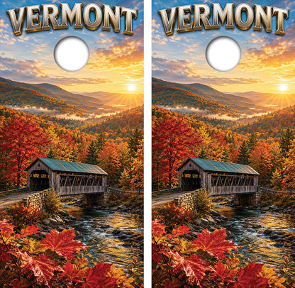 Vermont Fall Weekend Getaway Cornhole Design