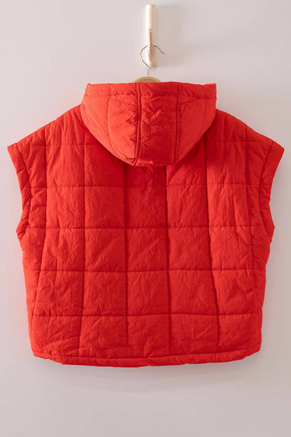 VERY J - NJ90482-Quilted Hooded Puffer Vest