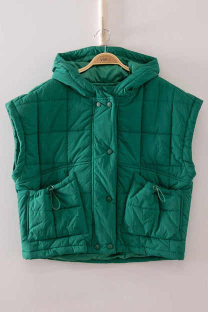 VERY J - NJ90482-Quilted Hooded Puffer Vest
