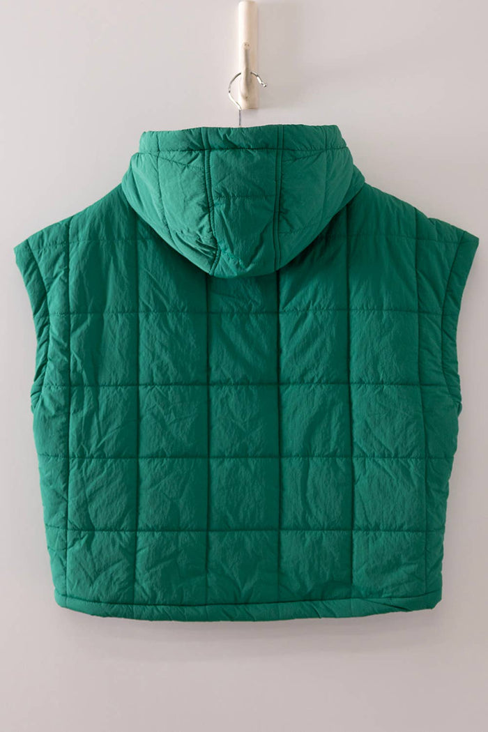 VERY J - NJ90482-Quilted Hooded Puffer Vest