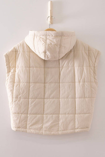 VERY J - NJ90482-Quilted Hooded Puffer Vest